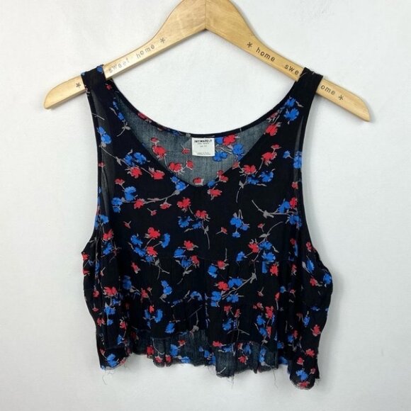 Free People Tiered Floral Crop Top Crinkle Flowy Size XS Tank Boho Y2K Retro 90s - Picture 7 of 7